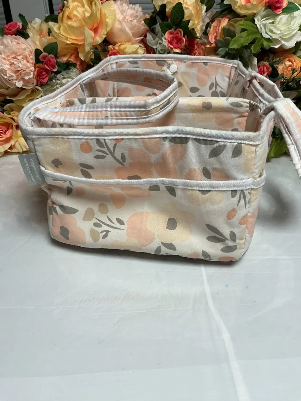Trend Lab Floral Diaper Caddy Nursery Organizer Removable Dividers